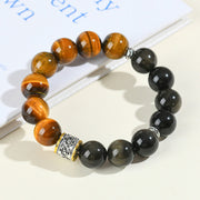 Buddha Stones Tiger Eye Gold Sheen Obsidian Om Mani Padme Hum Bracelet Bracelet BS 1