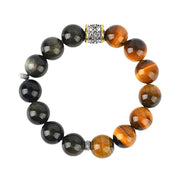 Buddha Stones Tiger Eye Gold Sheen Obsidian Om Mani Padme Hum Bracelet Bracelet BS 9