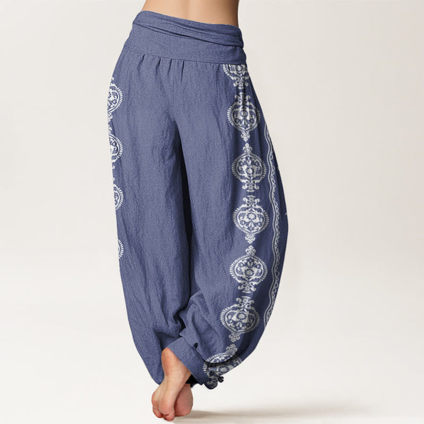 Buddha Stones Mandala Om Mani Padme Hum Women's Elastic Waist Harem Pants Women's Harem Pants BS 2