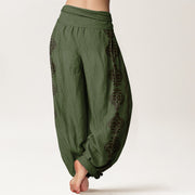 Buddha Stones Mandala Om Mani Padme Hum Women's Elastic Waist Harem Pants Women's Harem Pants BS 6