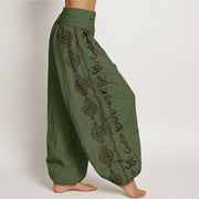 Buddha Stones Mandala Om Mani Padme Hum Women's Elastic Waist Harem Pants Women's Harem Pants BS 5