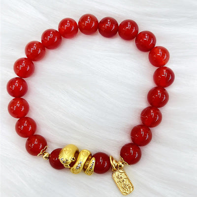 Buddha Stones Red Agate Safe Plate Peace And Joy Year Of The Snake Confidence Bracelet