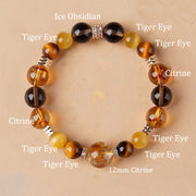 Buddha Stones Citrine Topaz Tiger Eye Happiness Bracelet Bracelet BS 10mm