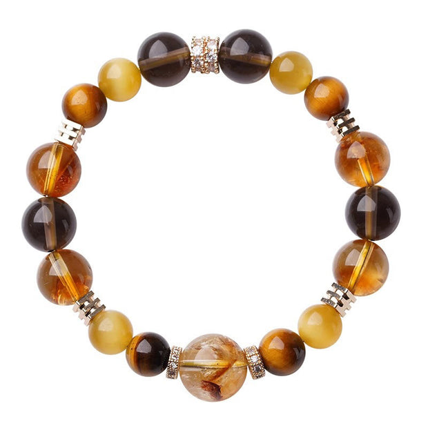 Buddha Stones Citrine Topaz Tiger Eye Happiness Bracelet Bracelet BS 15