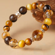 Buddha Stones Citrine Topaz Tiger Eye Happiness Bracelet