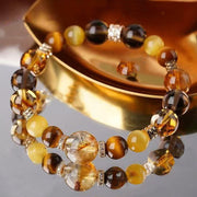 Buddha Stones Citrine Topaz Tiger Eye Happiness Bracelet Bracelet BS 14