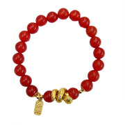 Buddha Stones Red Agate Gold Plated Copper Peace And Joy Safe Plate Year of the Snake Confidence Bracelet Bracelet BS 5