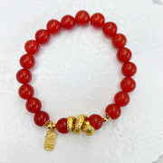 Buddha Stones Red Agate Gold Plated Copper Peace And Joy Safe Plate Year of the Snake Confidence Bracelet Bracelet BS 2