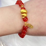 Buddha Stones Red Agate Gold Plated Copper Peace And Joy Safe Plate Year of the Snake Confidence Bracelet Bracelet BS 3