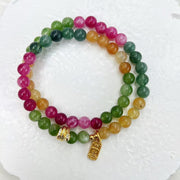 Buddha Stones Tourmaline Gold Plated Copper Peace And Joy Safe Plate Year of the Snake Double Wrap Bracelet Bracelet BS Tourmaline(Wrist Circumference: 14-16cm)