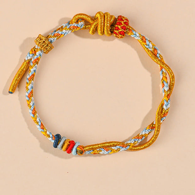 Buddha Stones Colorful String Snake Dragon Year of the Snake Luck Bracelet Bracelet BS Yellow Blue