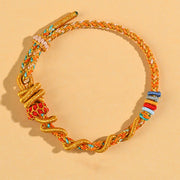 Buddha Stones Colorful String Snake Dragon Year of the Snake Luck Bracelet Bracelet BS Orange Adamantine knot