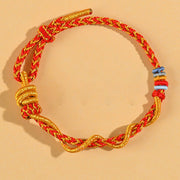 Buddha Stones Colorful String Snake Dragon Year of the Snake Luck Bracelet Bracelet BS Red Gold Adamantine knot