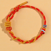 Buddha Stones Colorful String Snake Dragon Year of the Snake Luck Bracelet Bracelet BS Red Adamantine knot