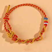 Buddha Stones Colorful String Snake Dragon Year of the Snake Luck Bracelet Bracelet BS Red Gold Dimple Knot