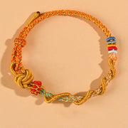 Buddha Stones Colorful String Snake Dragon Year of the Snake Luck Bracelet Bracelet BS Orange Dimple Knot