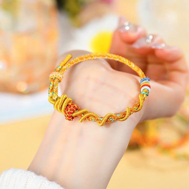 Buddha Stones Colorful String Snake Dragon Year of the Snake Luck Bracelet Bracelet BS 5