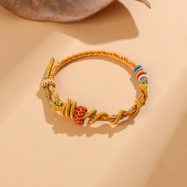 Buddha Stones Colorful String Snake Dragon Year of the Snake Luck Bracelet Bracelet BS 4