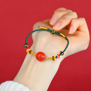 Buddha Stones Green String Cinnabar Blessing Bracelet