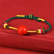 Buddha Stones Green String Cinnabar Blessing Bracelet Bracelet BS 3