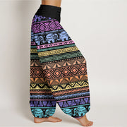 Buddha Stones Casual Elephant Geometric Figure Women's Elastic Waist Harem Pants Women's Harem Pants BS 1