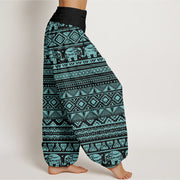 Buddha Stones Casual Elephant Geometric Figure Women's Elastic Waist Harem Pants - image 9