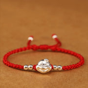 Buddha Stones Red String 999 Sterling Silver Snake Head Year of the Snake Luck Bracelet