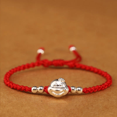 Buddha Stones Red String 999 Sterling Silver Snake Head Year of the Snake Luck Bracelet Bracelet BS Red String(Wrist Circumference: 14-16cm)