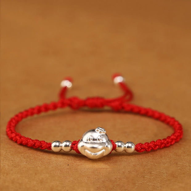 Buddha Stones Red String 999 Sterling Silver Snake Head Year of the Snake Luck Bracelet