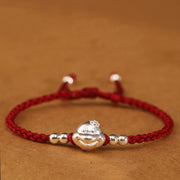 Buddha Stones Red String 999 Sterling Silver Snake Head Year of the Snake Luck Bracelet Bracelet BS Dark Red String(Wrist Circumference: 14-16cm)