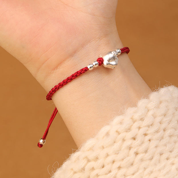 Buddha Stones Red String 999 Sterling Silver Snake Head Year of the Snake Luck Bracelet Bracelet BS 10