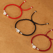 Buddha Stones Red String 999 Sterling Silver Snake Head Year of the Snake Luck Bracelet