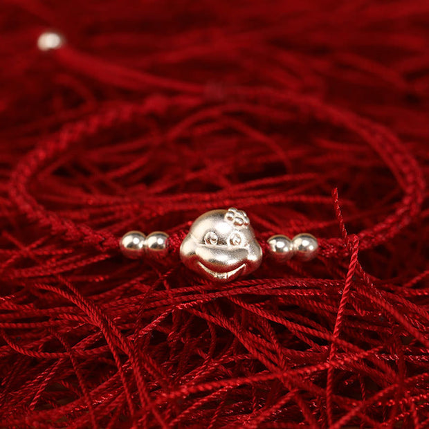 Buddha Stones Red String 999 Sterling Silver Snake Head Year of the Snake Luck Bracelet Bracelet BS 7