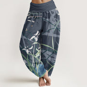 Buddha Stones Casual Orchid leaf Butterflies Women's Elastic Waist Harem Pants