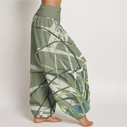 Buddha Stones Casual Orchid leaf Butterflies Women's Elastic Waist Harem Pants