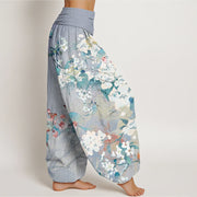 Buddha Stones Casual Branch Flower Butterfly Women's Elastic Waist Harem Pants