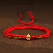 Buddha Stones 999 Gold Ingot Coin Ruyi Gourd Fu Character Year of the Snake Red String Belly Chain