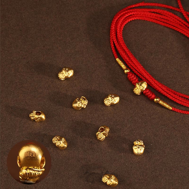 Buddha Stones 999 Gold Ingot Coin Ruyi Gourd Fu Character Year of the Snake Red String Belly Chain Belly Chain BS 16