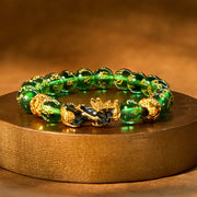 Buddha Stones Green Agate Yellow Agate Alloy Pixiu Six True Words 'om Mani Padme Hum' Power Bracelet