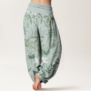 Buddha Stones Casual Flower Plant Lily Women's Elastic Waist Harem Pants