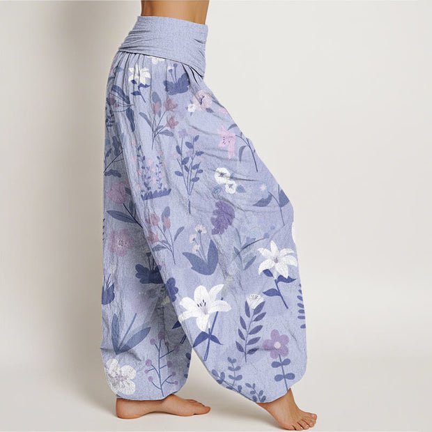 Buddha Stones Casual Flower Plant Lily Women's Elastic Waist Harem Pants