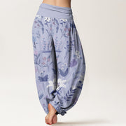 Buddha Stones Casual Flower Plant Lily Women's Elastic Waist Harem Pants