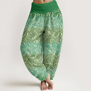 Buddha Stones Casual Geometric Rotating Flower Leaves Women's Elastic Waist Harem Pants Women's Harem Pants BS MediumSeaGreen US22，UK/AU26，EU54 (6XL)