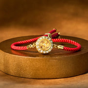 Buddha Stones Copper Brass Feng Sheng Shui Qi Rotatable Windmill  Red String Faith Braided Bracelet