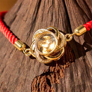 Buddha Stones Rotatable Plum Red String Copper Brass Windmill Feng Sheng Shui Qi Protection Braided Bracelet