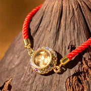 Buddha Stones Copper Brass Color Rotatable Windmill Feng Sheng Shui Qi Fu Red String Faith Braided Bracelet