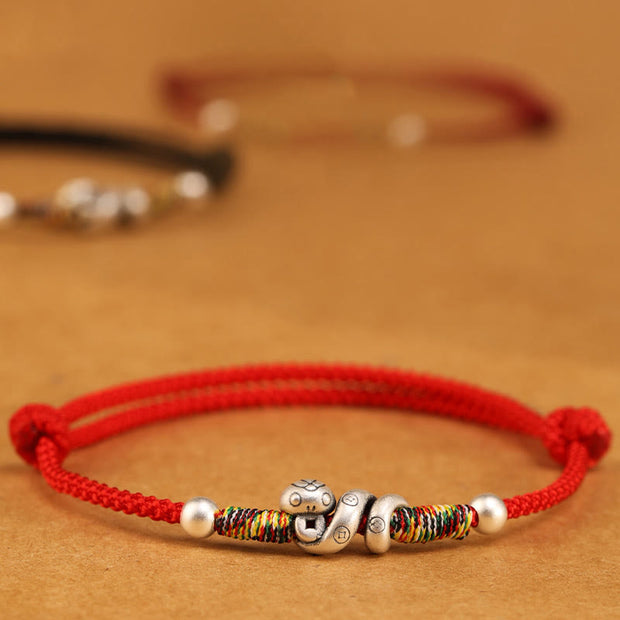 Buddha Stones Red String 999 Sterling Silver Year Of The Snake Anklet Anklet BS 2