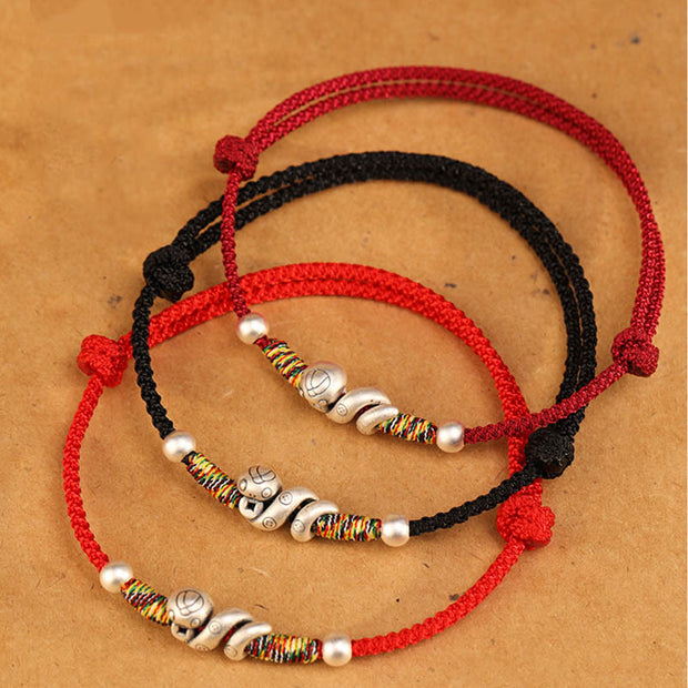 Buddha Stones Red String 999 Sterling Silver Year Of The Snake Anklet