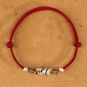 Buddha Stones Red String 999 Sterling Silver Year Of The Snake Anklet Anklet BS 11