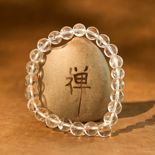 Buddha Stones Natural White Crystal Clarity Meditation Bracelet